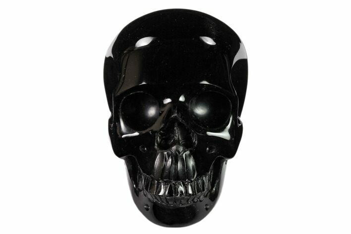 Realistic, Polished Black Obsidian (Volcanic Glass) Skull #151033
